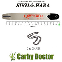 SUGIHARA 18"JAPAN BAR 2 X TITAN CHAIN FOR HUSQVARNA 66 272 268 365 372 CHAINSAW 3/8 058 68DL