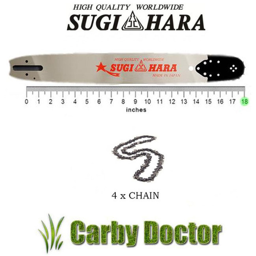 SUGIHARA 18" JAPAN BAR 4 X TITAN CHAIN FOR HUSQVARNA 66 272 268 365 372 CHAINSAW 3/8 058 68DL
