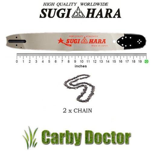 SUGIHARA 20" JAPAN BAR 2 x TITAN CHAIN FOR HUSQVARNA 66 272 268 365 372 CHAINSAW 3/8 058 72DL