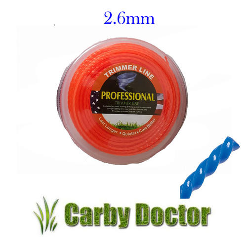 COMMERCIAL GRADE TRIMMER LINE FOR WHIPPER SNIPPER TWISTED60M x 2.6mm